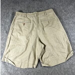 Cambridge Classics Chino Shorts Mens 34 Brown Linen Blend Pleated Casual Summer